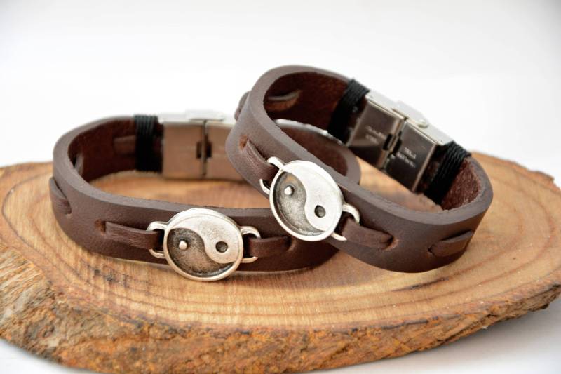Ying Yang Armband Für Männer Ideen Herren Geburtstag His & Hers Lederarmband Mama Erinnerung Geschenk Beste Freundin von PukkaMen