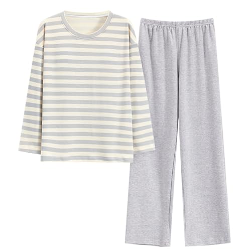 Pulaikehua Kawaii Loungewear Frauen Pyjamas Lange Ärmel oder Kurze Ärmel Netter Pyjama Sommer oder Winter Baumwolle O-Ausschnitt Nachtwäsche (6921,XL) von Pulaikehua