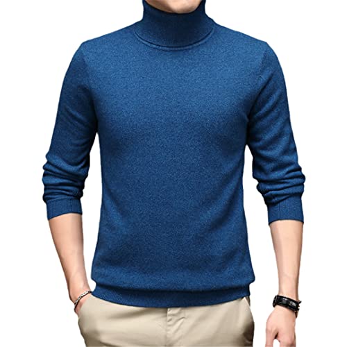 Herren Dicker Kaschmir Pullover Winter Rollkragen Pullover Slim Fit Warm Pullover Hoher Kragen Pullover, blau, Large von Pulcykp