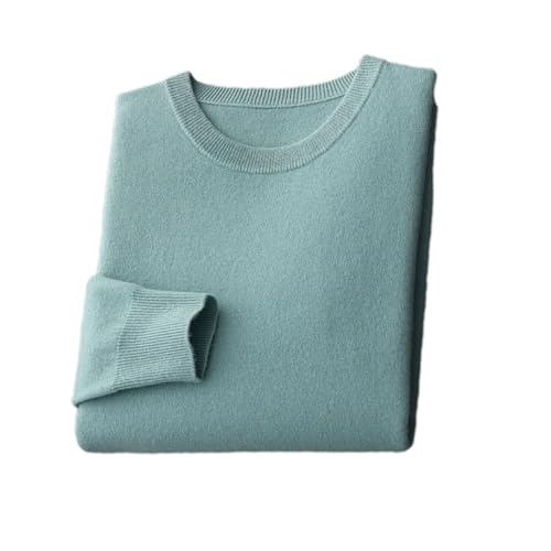 Merinowolle Pullover Herren Rundhals Strickpullover Dünne Solide Langarm Pullover Basic Tops, Bean Gn, Large von Pulcykp