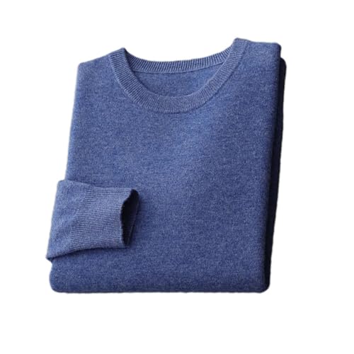 Merinowolle Pullover Herren Rundhals Strickpullover Dünne Solide Langarm Pullover Basic Tops, Blume/Blau, XX-Large von Pulcykp