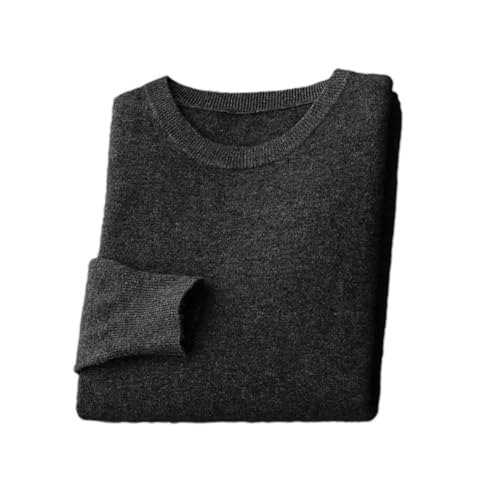 Merinowolle Pullover Herren Rundhals Strickpullover Dünne Solide Langarm Pullover Basic Tops, Dunkelgrau9, X-Large von Pulcykp