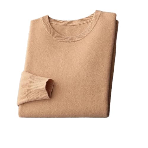 Merinowolle Pullover Herren Rundhals Strickpullover Dünne Solide Langarm Pullover Basic Tops, Gelb Khaki 9, XX-Large von Pulcykp