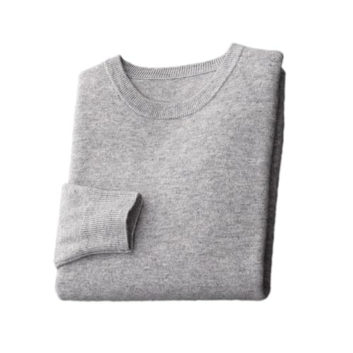 Merinowolle Pullover Herren Rundhals Strickpullover Dünne Solide Langarm Pullover Basic Tops, Hellgrau 9, X-Large von Pulcykp