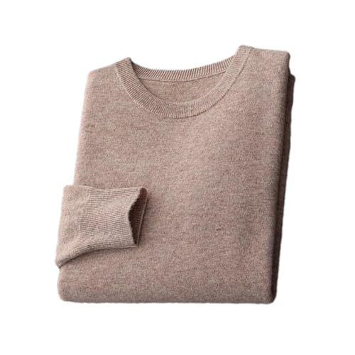 Merinowolle Pullover Herren Rundhals Strickpullover Dünne Solide Langarm Pullover Basic Tops, Khaki9, Large von Pulcykp