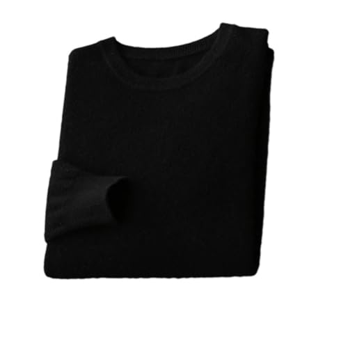 Merinowolle Pullover Herren Rundhals Strickpullover Dünne Solide Langarm Pullover Basic Tops, Schwarz , X-Large von Pulcykp