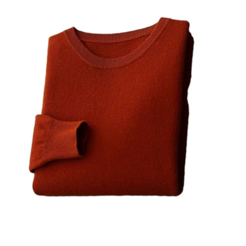Merinowolle Pullover Herren Rundhals Strickpullover Dünne Solide Langarm Pullover Basic Tops, caramel, Small von Pulcykp