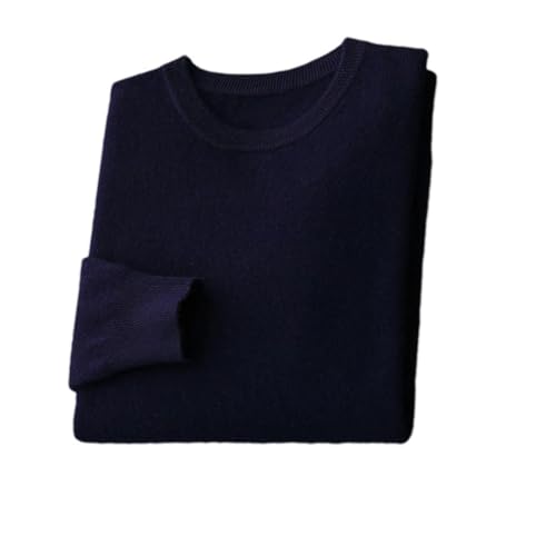 Merinowolle Pullover Herren Rundhals Strickpullover Dünne Solide Langarm Pullover Basic Tops, marineblau, Small von Pulcykp