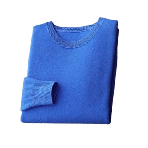 Merinowolle Pullover Herren Rundhals Strickpullover Dünne Solide Langarm Pullover Basic Tops, saphir, X-Large von Pulcykp