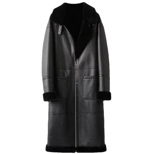 Pulcykp Damen-Wintermantel aus Merinowolle, lang, warm, mit Reißverschluss, dicker warmer Mantel, Schwarz , M von Pulcykp