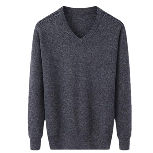 Pulcykp Herren-Pullover aus Kaschmir mit V-Ausschnitt und Business-Wärmestrick-Kaschmirpullover Medium Gray XXL-125-185 von Pulcykp