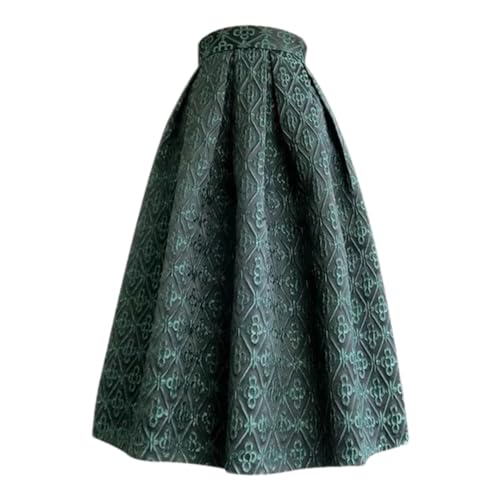 Pulcykp Modischer Jacquard-Rock für Damen mit hoher Taille, mittellanger Regenschirmrock, Dark Gn, XXXL von Pulcykp