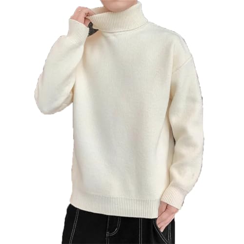 Winter Kaschmir Pullover Männer Lose Rollkragen Strickpullover Dicke Warme Strickpullover, weiß, L von Pulcykp