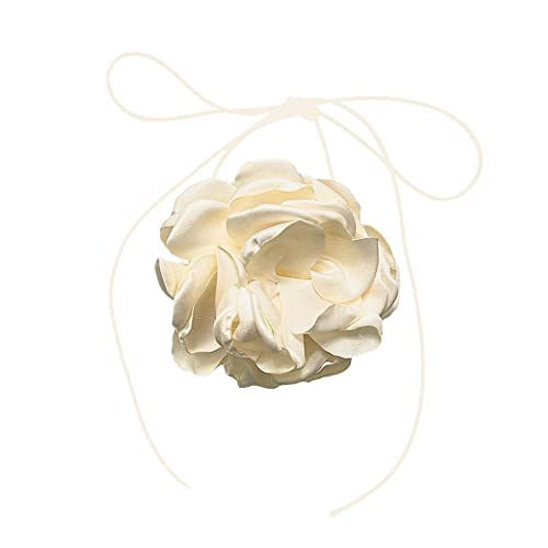 Puleyun Vintage Französisch Große Blume Halsband Choker Halskette Halsband Halskette für Frauen Mädchen Hochzeit Party Schmuck Geschenke, Seide, Kein Edelstein von Puleyun