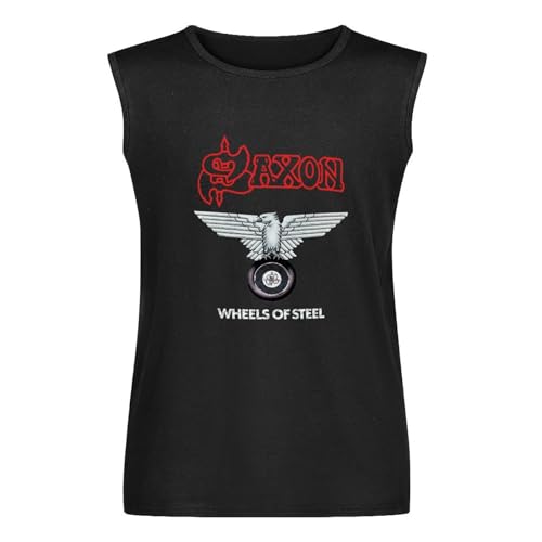 Saxon Wheels of S l'80 New Black Mens Men's Vests Tank Tops O-Neck 100% Cotton Undershirts Unisex Sleeveless T-Shirt XL von Pulga