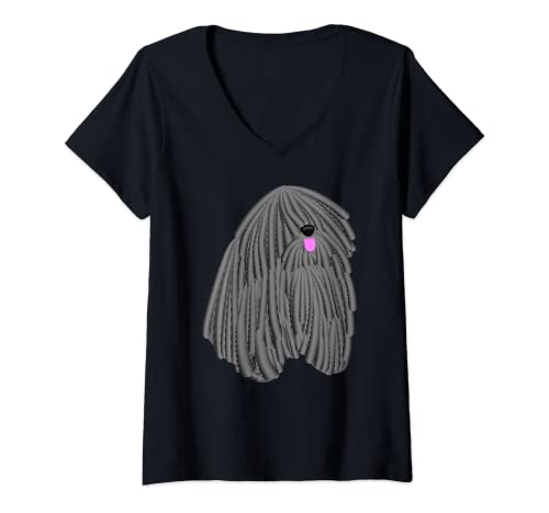 Damen Puli Ungarischer Schäferhund T-Shirt mit V-Ausschnitt von Puli Dog Gifts
