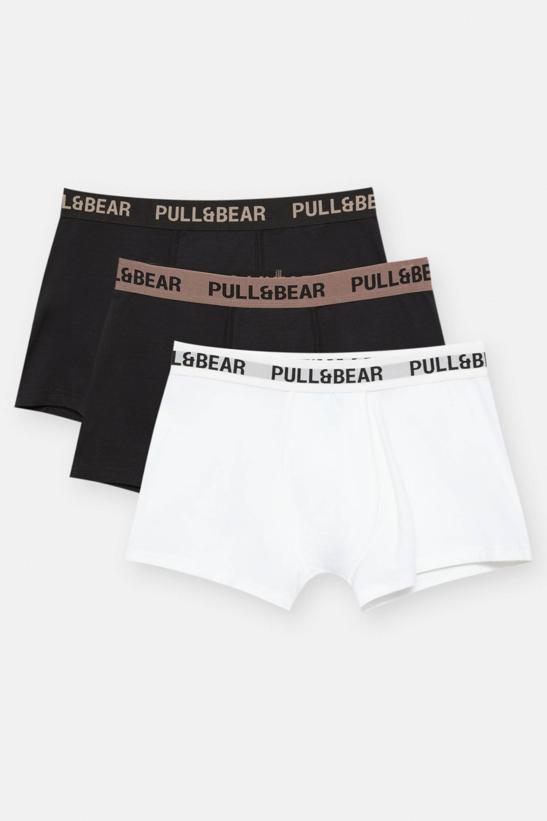 3er-Pack Boxershorts Mit Braunem Logo von Pull&Bear