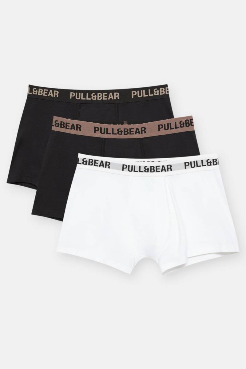 3er-Pack Boxershorts Mit Braunem Logo von Pull&Bear