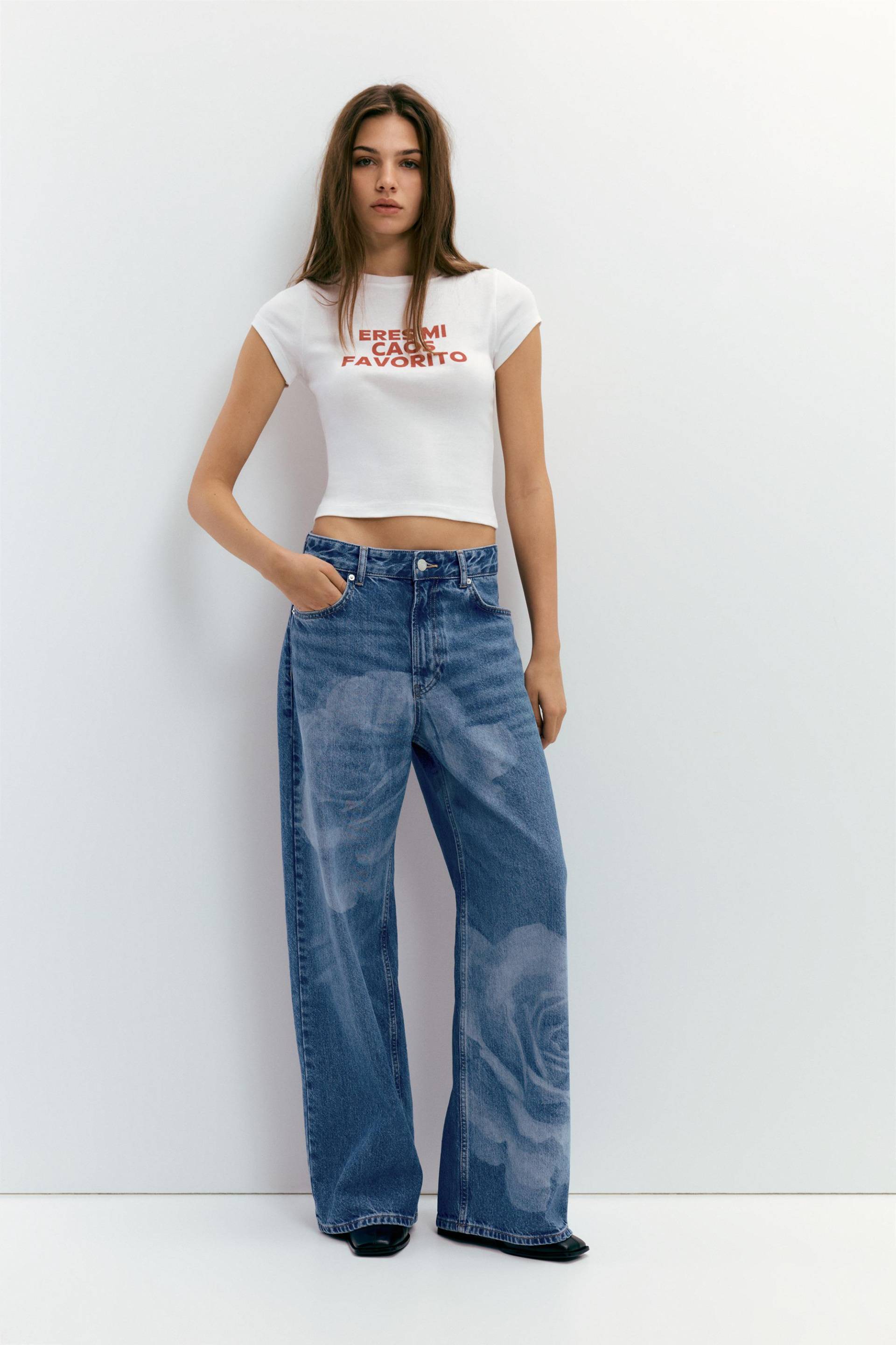 Baggy-Jeans Mit Laser-Blumenprint von Pull&Bear