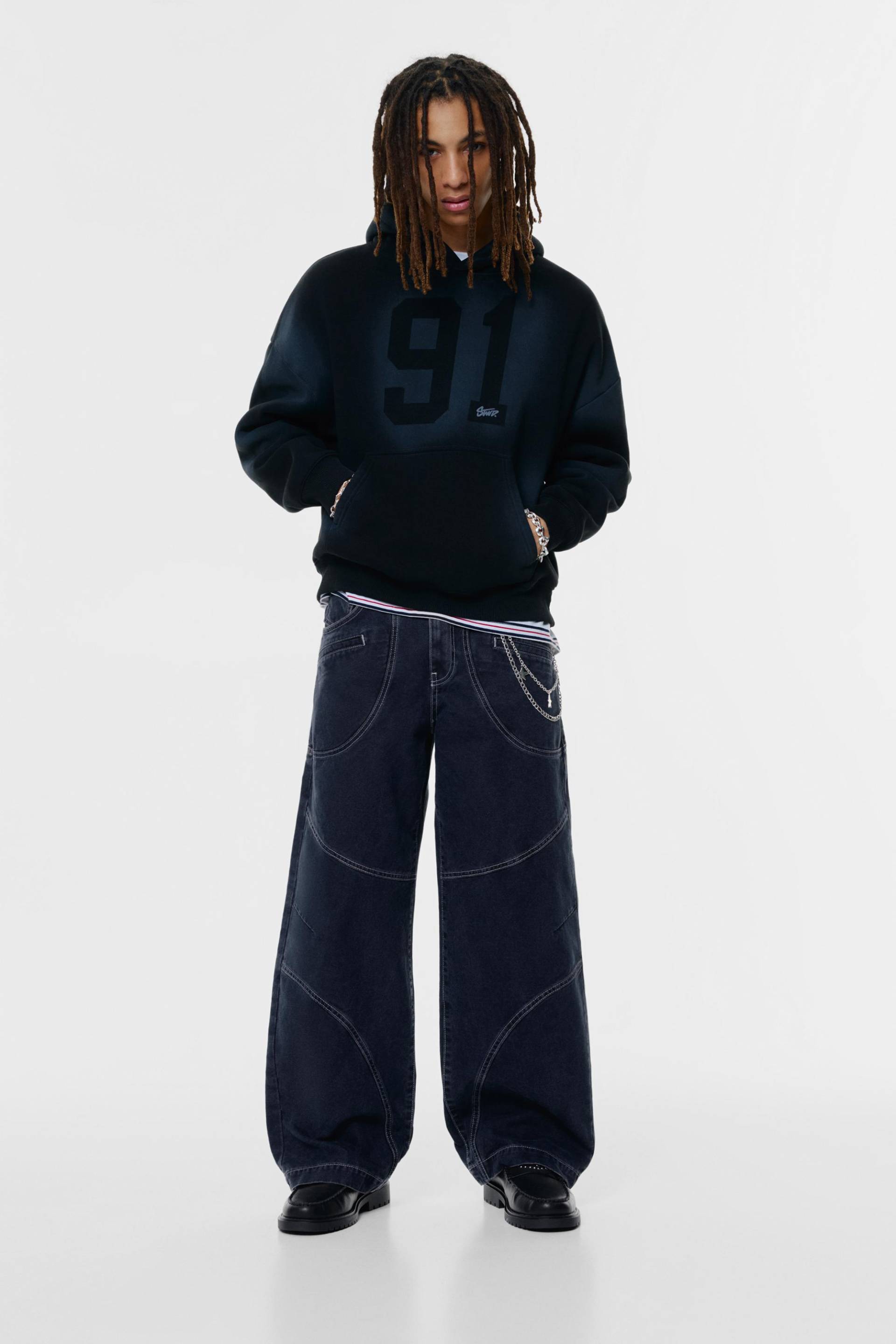 Hose Weites Bein Mit Einsätzen von Pull&Bear