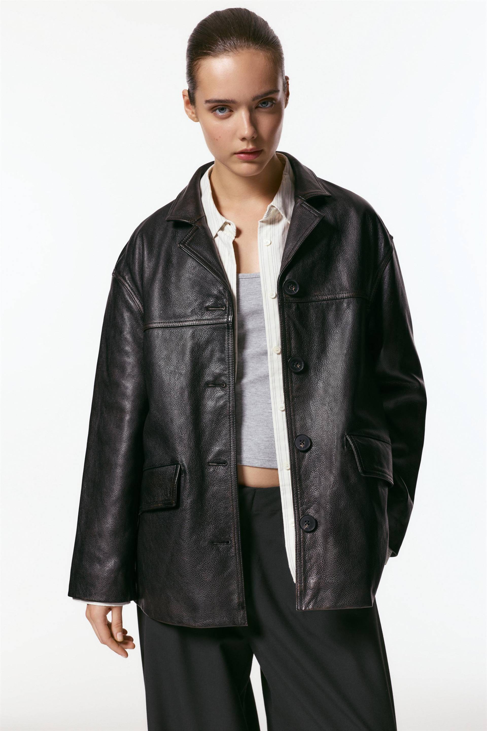 Jacke Aus 100 % Leder von Pull&Bear