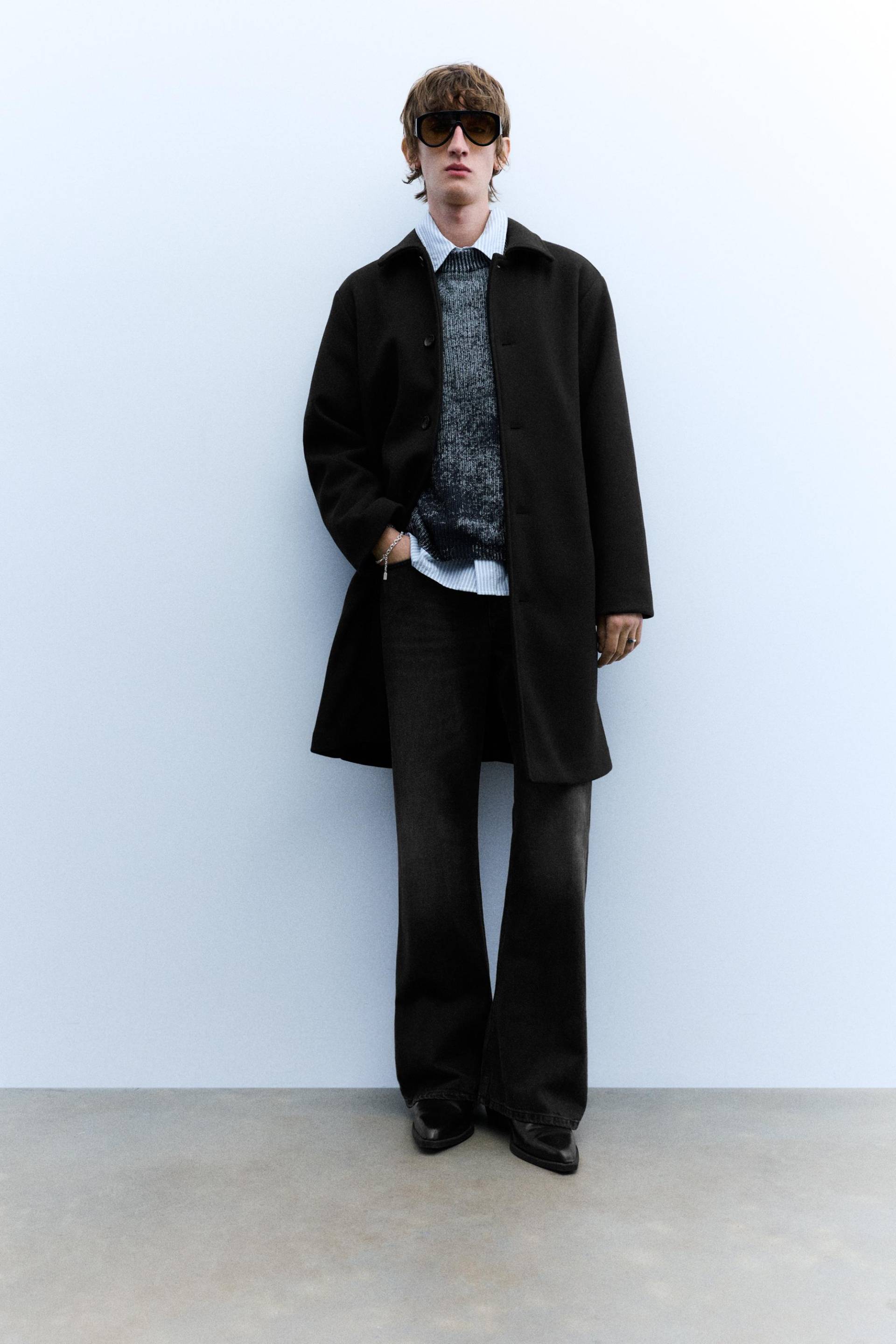 Langer Wollmantel von Pull&Bear