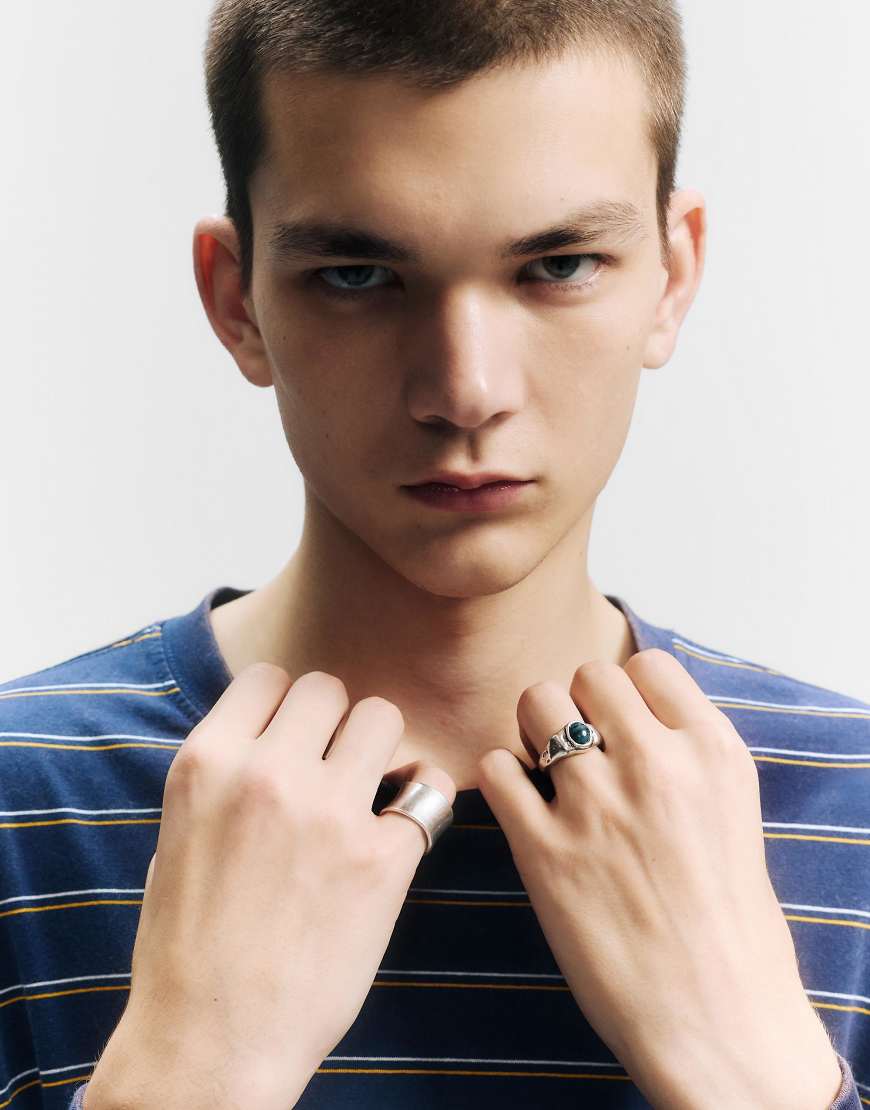 Pull & Bear - 2er-Pack Basic-Ringe mit verschiedenen Designs-Bunt von Pull & Bear