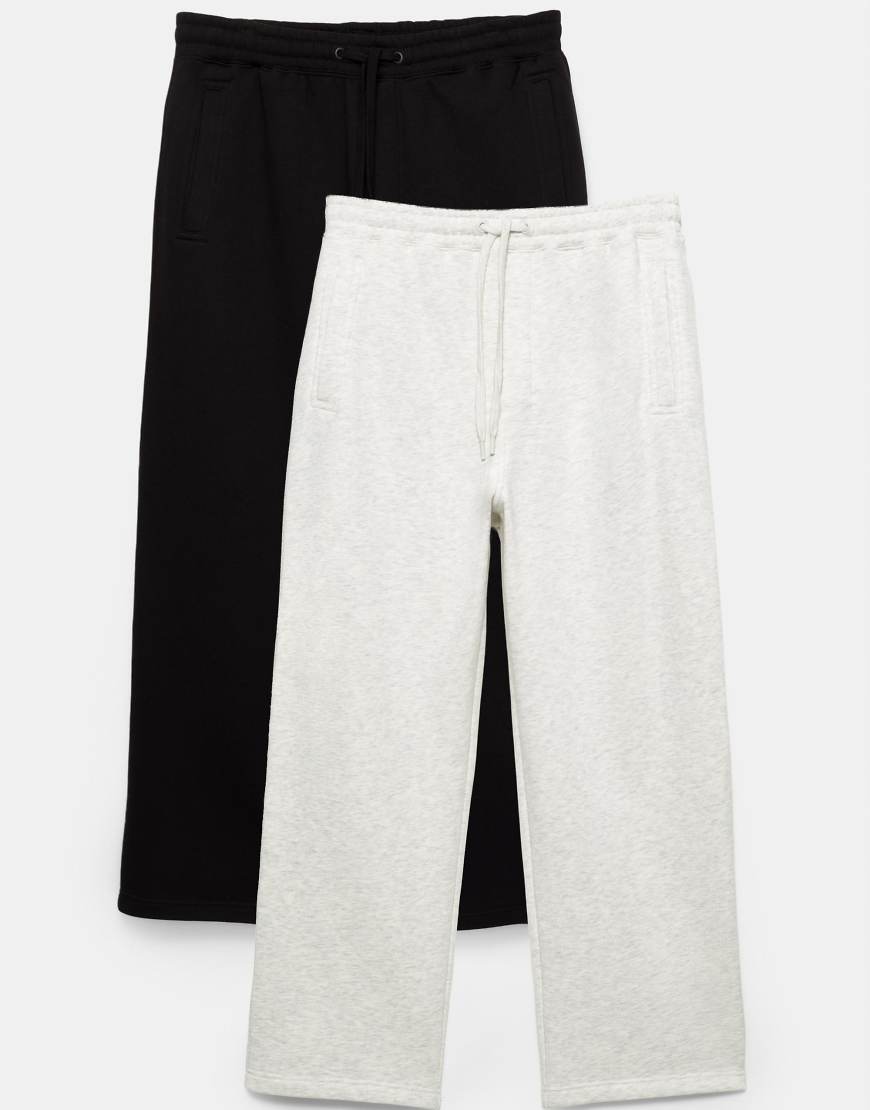 Pull & Bear - 2er-Pack Jogginghosen in Eisgrau-Weiß von Pull & Bear