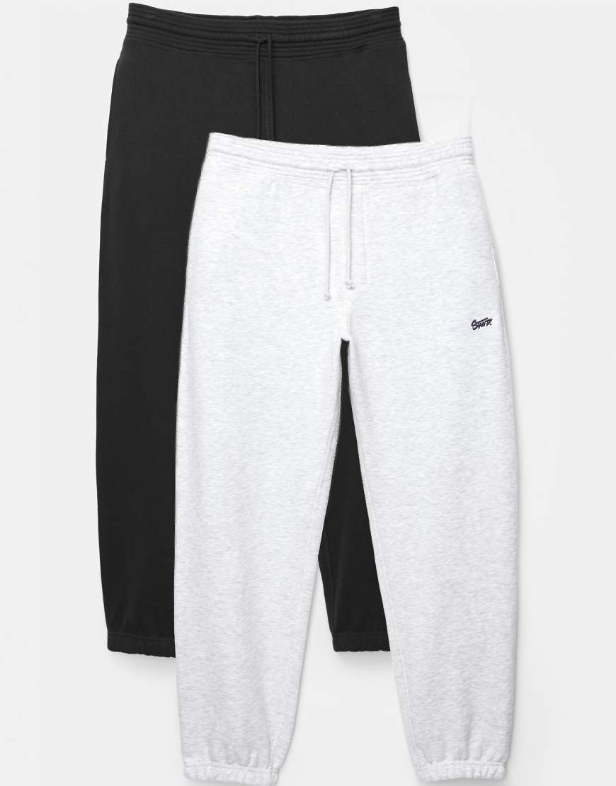 Pull & Bear - 2er-Pack Jogginghosen in Eisweiß mit „Stwd"-Logo von Pull & Bear