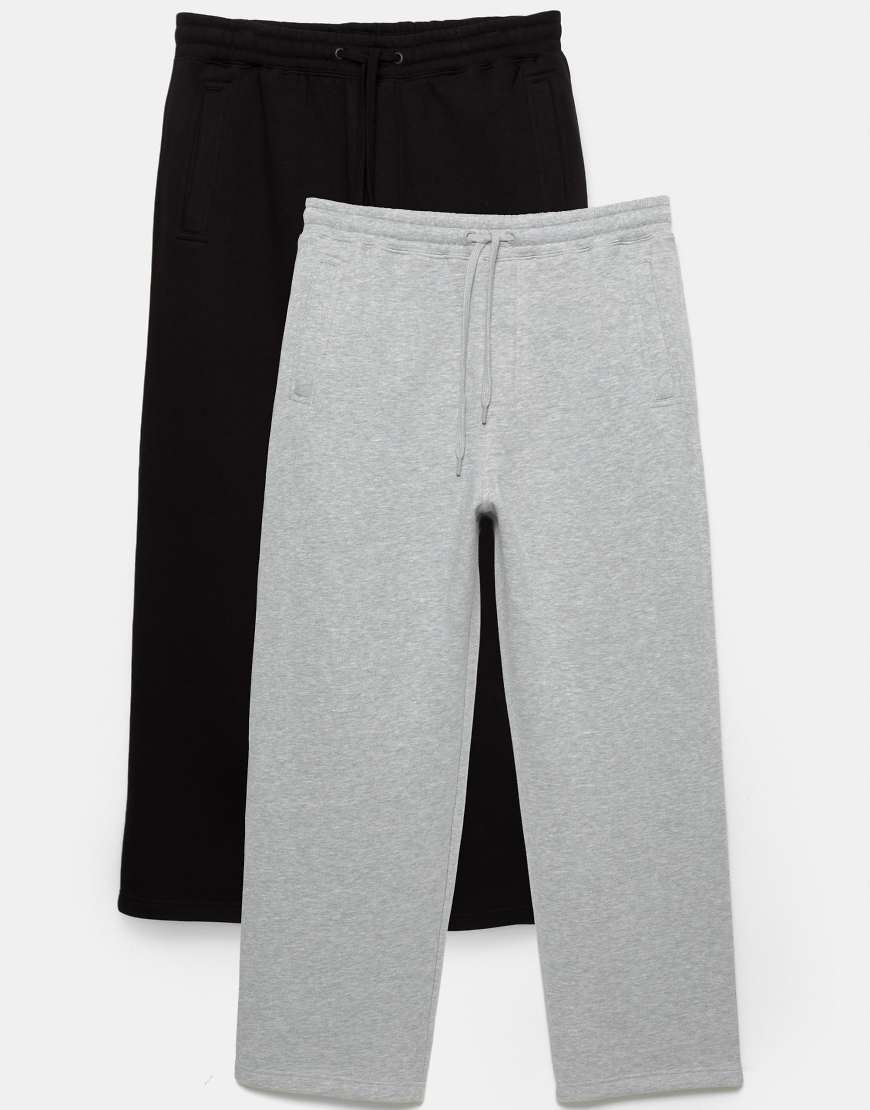 Pull & Bear - 2er-Pack Jogginghosen in meliertem Grau von Pull & Bear