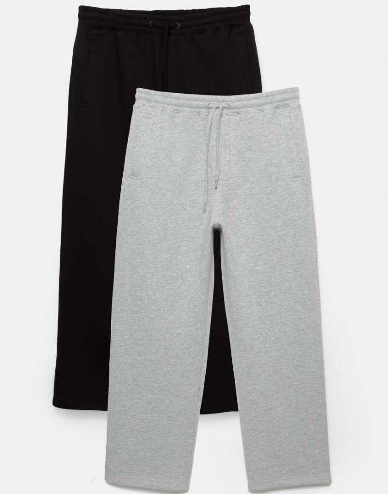 Pull & Bear - 2er-Pack Jogginghosen in meliertem Grau von Pull & Bear
