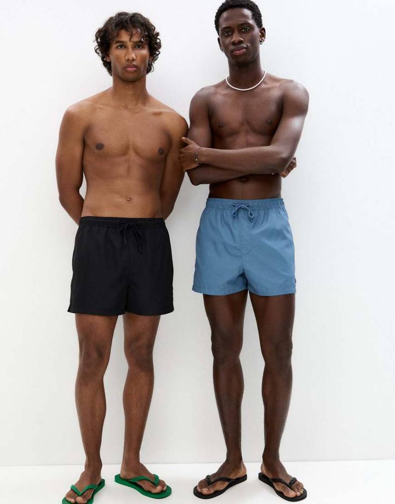 Pull & Bear - 2er-Pack mehrfarbige Basic-Badehosen-Bunt von Pull & Bear