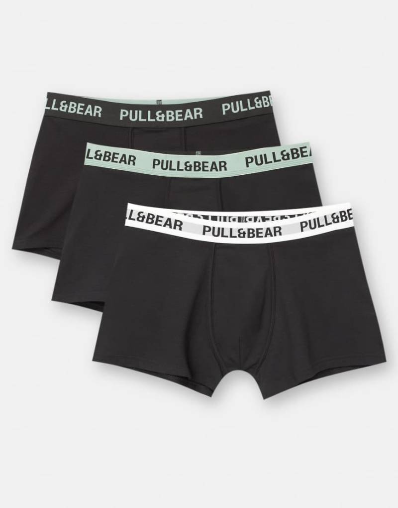 Pull & Bear - 3er-Pack Boxershorts in Schwarz mit Logo in Mintgrün und anderen Farben-Bunt von Pull & Bear
