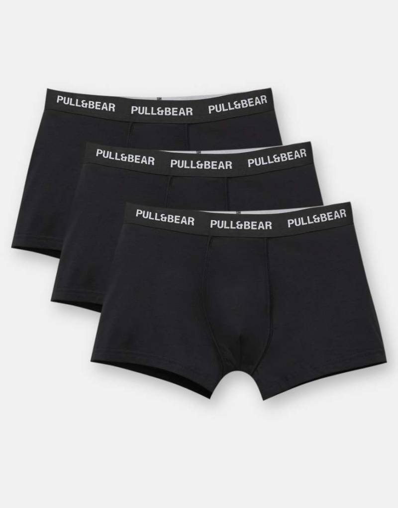 Pull & Bear - 3er-Pack Boxershorts in Schwarz mit kleinem Logo in verschiedenen Farben-Bunt von Pull & Bear