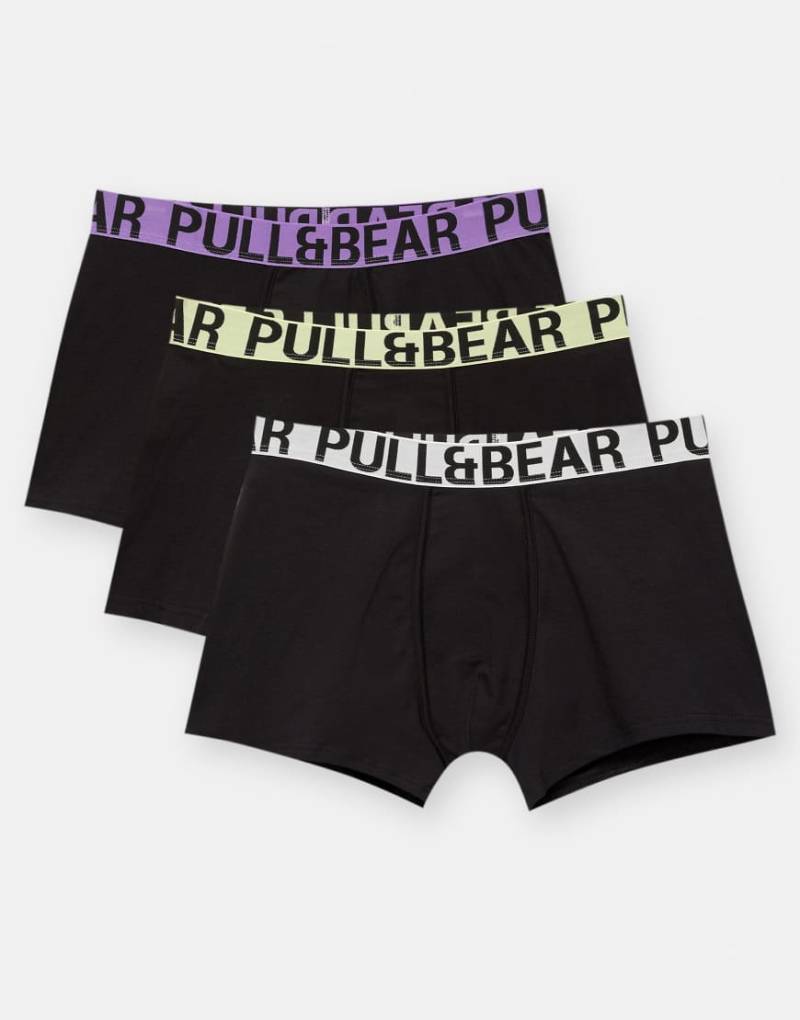 Pull & Bear - 3er-Pack mehrfarbige Boxershorts mit breitem Logobund-Bunt von Pull & Bear