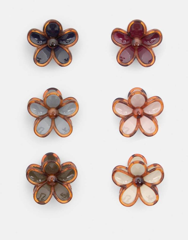 Pull & Bear - 6er-Pack Haarklammern in Burgunderrot im Blumendesign Pull & Bear - 6er-Pack Haarklammern in Burgunderrot im Blumendesign von Pull & Bear