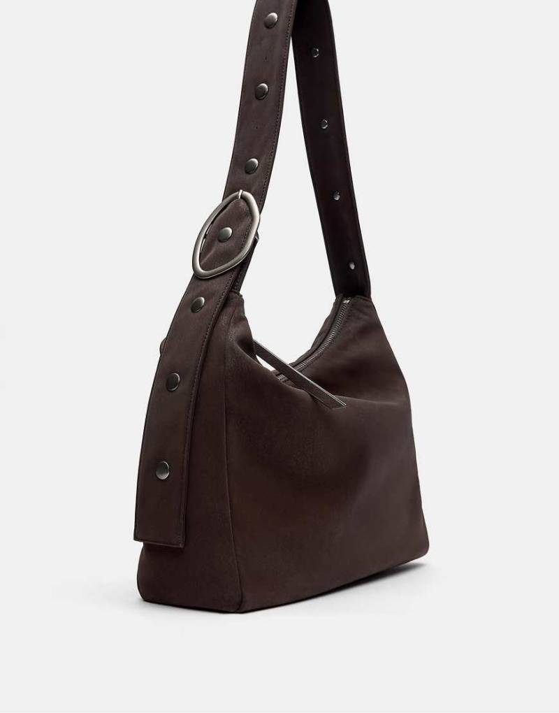 Pull & Bear - Asymmetrische Schultertasche in Braun-Brown von Pull & Bear