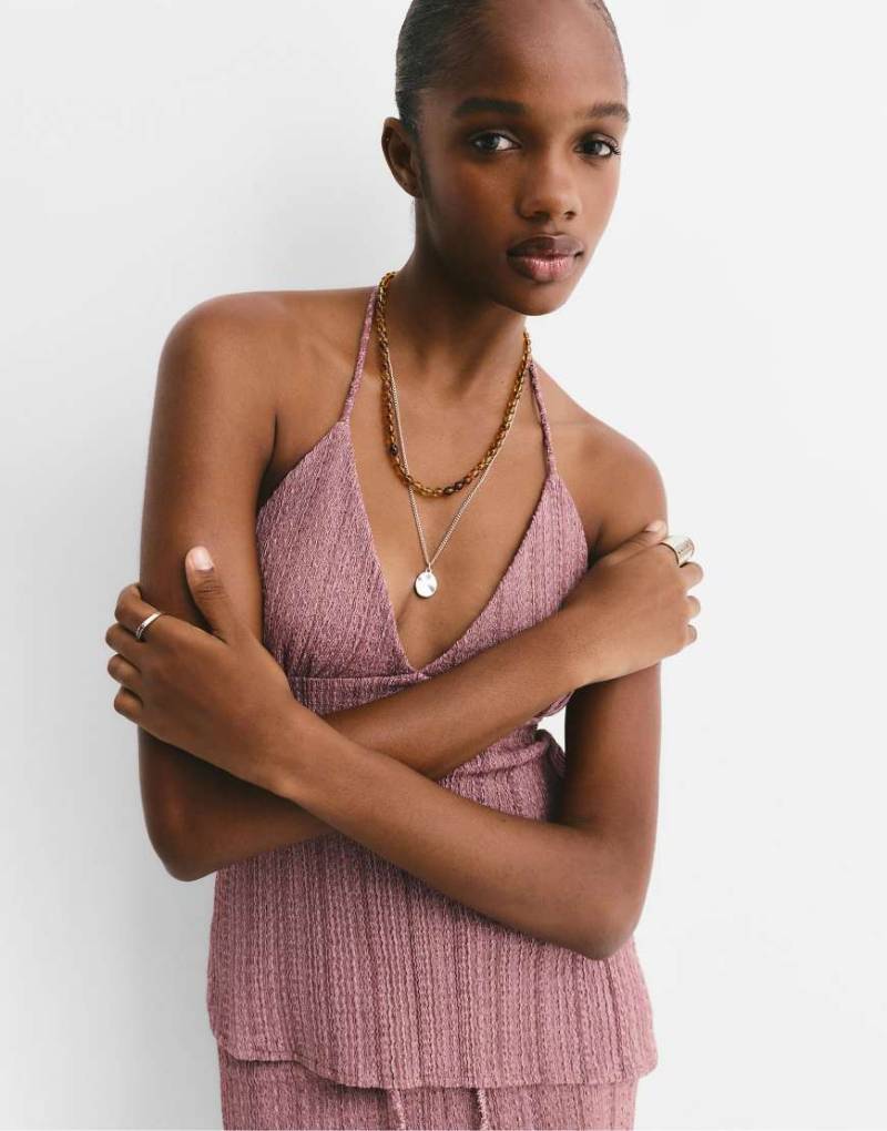 Pull & Bear - Asymmetrisches Oberteil aus Crepe-Stoff in gebrochenem Rosa von Pull & Bear