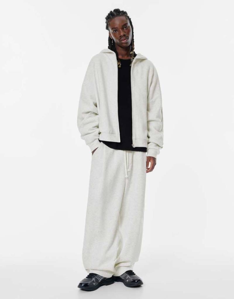 Pull & Bear - Ballon-Jogginghose aus Interlock-Stoff in meliertem Grau von Pull & Bear