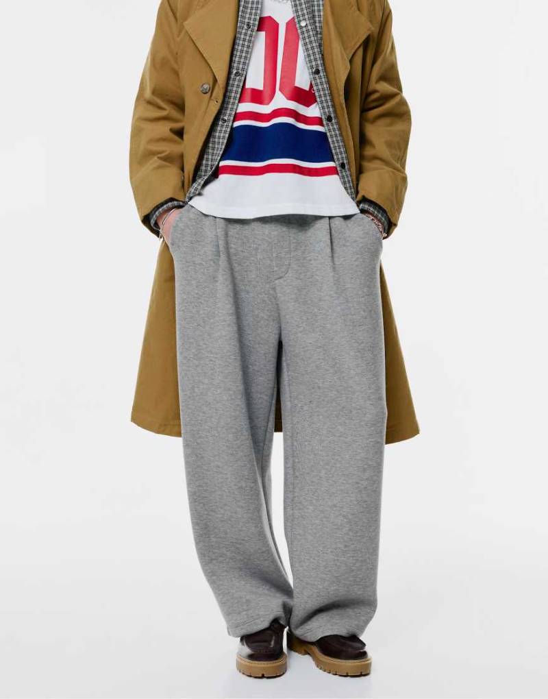 Pull & Bear - Ballon-Jogginghose in meliertem Grau mit Abnähern von Pull & Bear