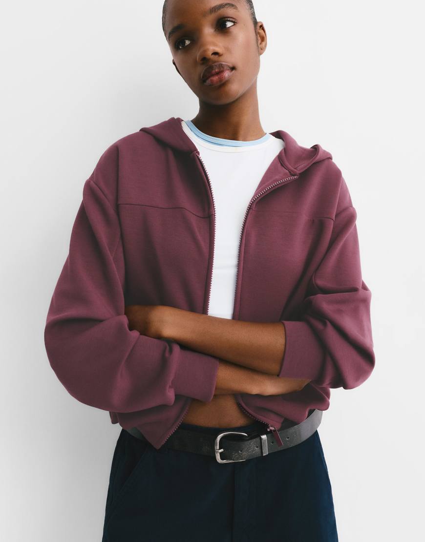Pull & Bear - Balloon - Kapuzenpullover in Aubergine-Rot von Pull & Bear