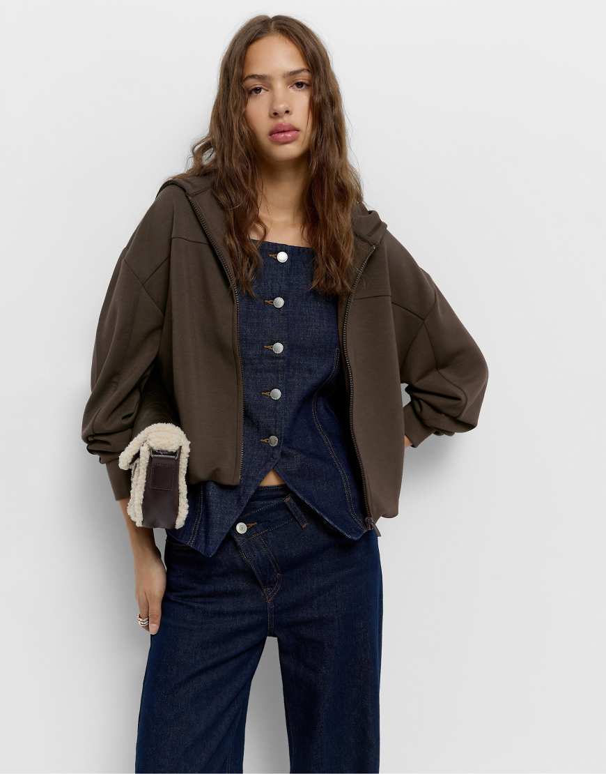 Pull & Bear - Balloon - Kapuzenpullover in Braun-Brown von Pull & Bear