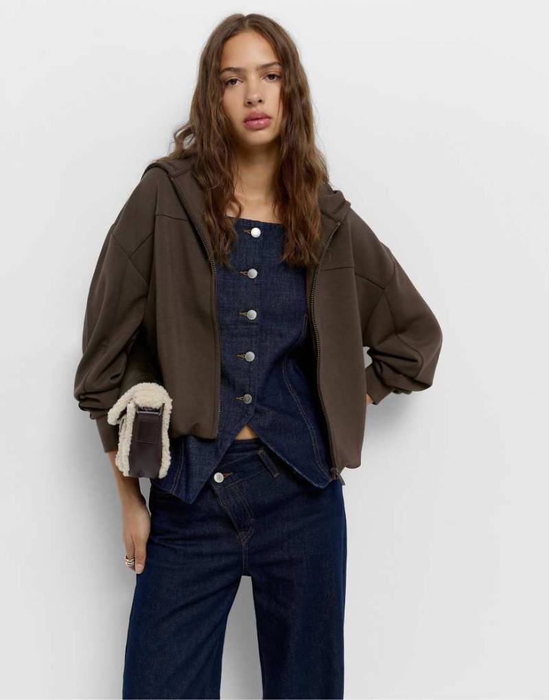 Pull & Bear - Balloon - Kapuzenpullover in Braun-Brown von Pull & Bear