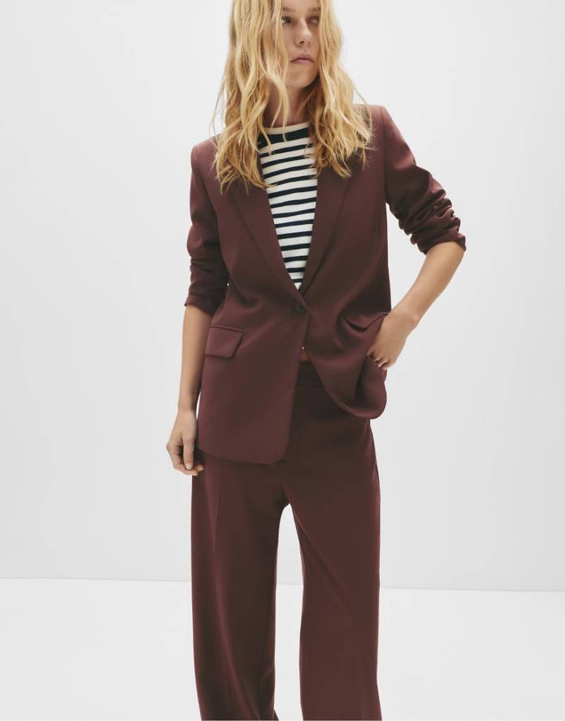 Pull & Bear - Basic-Blazer in Burgunderrot von Pull & Bear