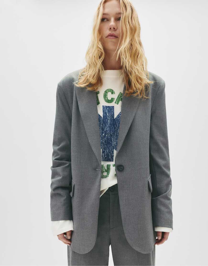 Pull & Bear - Basic-Blazer in Grau von Pull & Bear