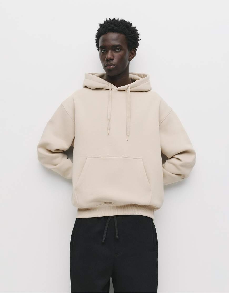 Pull & Bear - Basic-Kapuzenpullover in Beige-Neutral von Pull & Bear