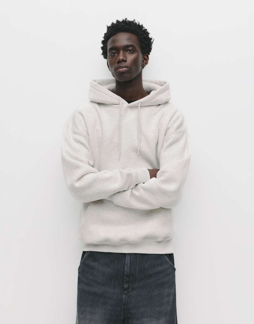 Pull & Bear - Basic - Kapuzenpullover in Eisgrau-Weiß von Pull & Bear