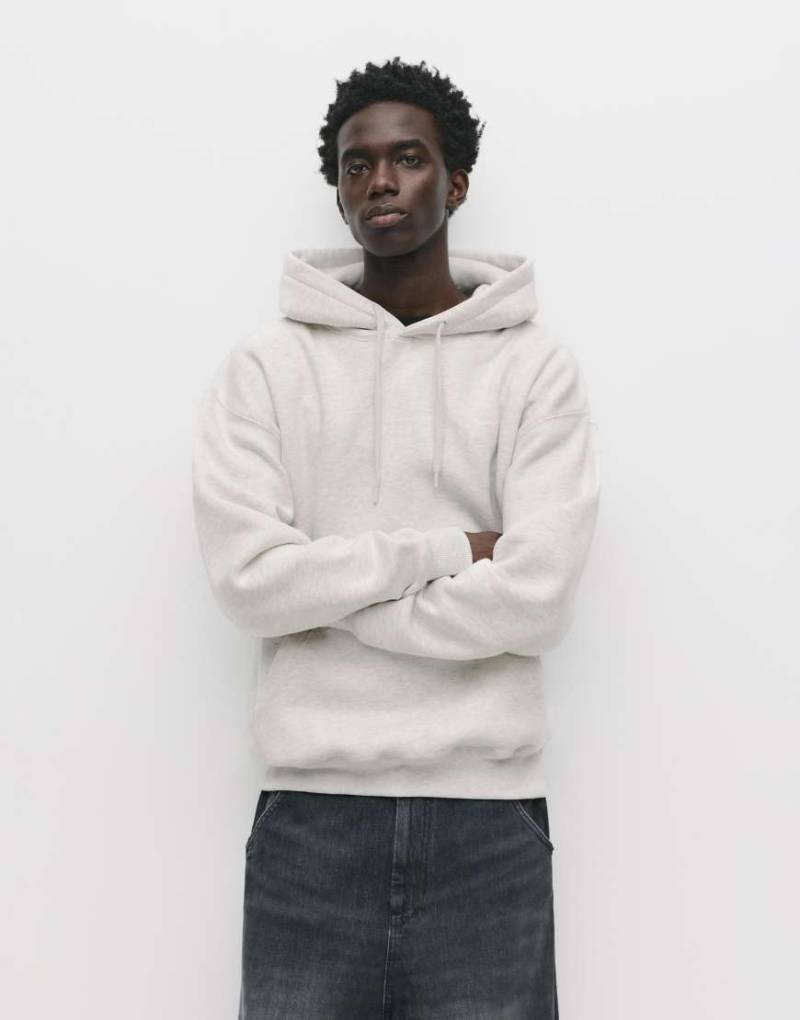 Pull & Bear - Basic - Kapuzenpullover in Eisgrau-Weiß von Pull & Bear
