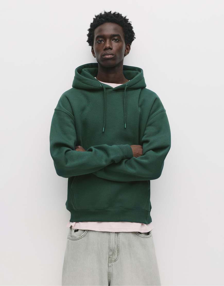 Pull & Bear - Basic-Kapuzenpullover in Flaschengrün von Pull & Bear