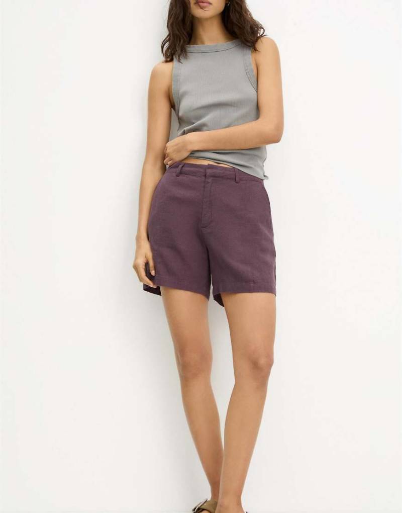 Pull & Bear - Shorts in burgunderroter Leinenoptik von Pull & Bear